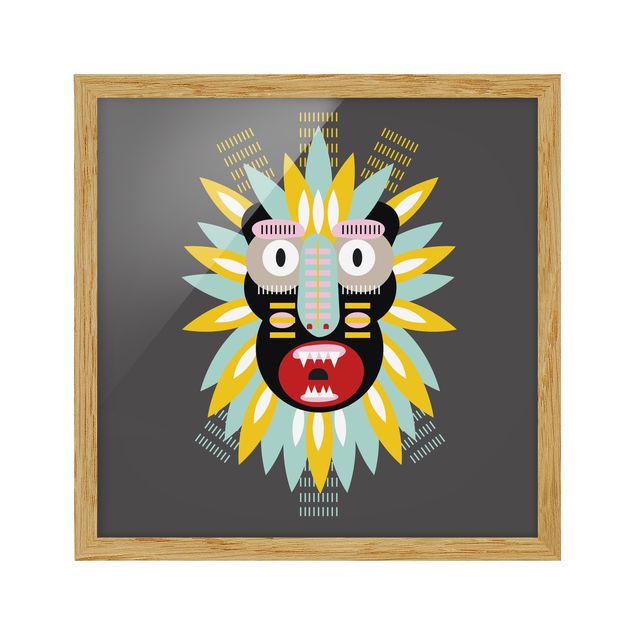 Bild mit Rahmen - Collage Ethno Maske - King Kong - Quadrat 1:1