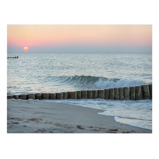 Leinwandbild Kunstdruck Sonnenuntergang am Meer