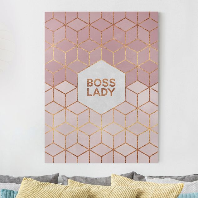 Leinwandbild - Boss Lady Sechsecke Rosa - Hochformat 4:3