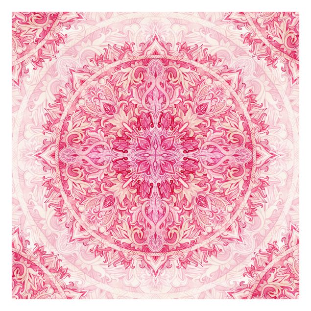 Tapeten modern Mandala Aquarell Ornament Muster pink