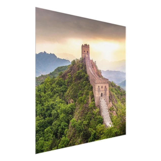Glasbild - Die unendliche Mauer von China - Quadrat 1:1