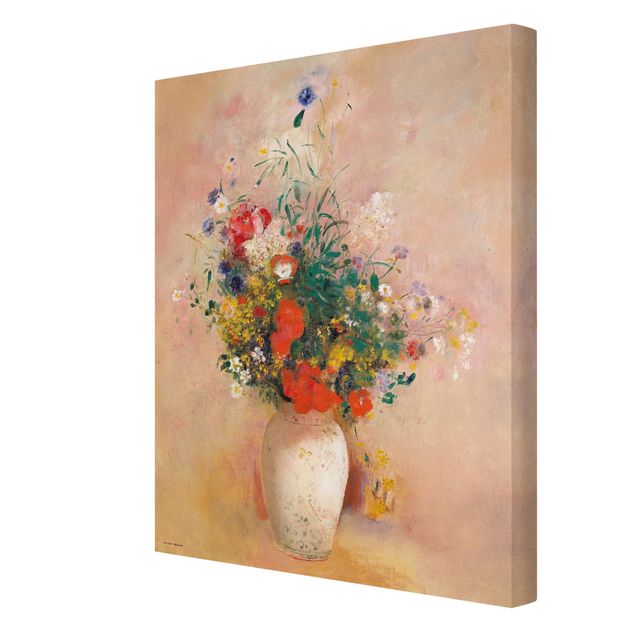 Kunstdruck Odilon Redon Odilon Redon - Vase mit Blumen (rosenfarbener Hintergrund)