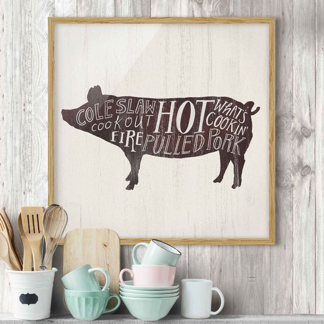 Sprüche Bilder mit Rahmen Bauernhof BBQ - Schwein