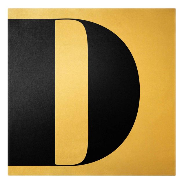 Leinwandbild Gold - Antiqua Letter D - Quadrat 1:1