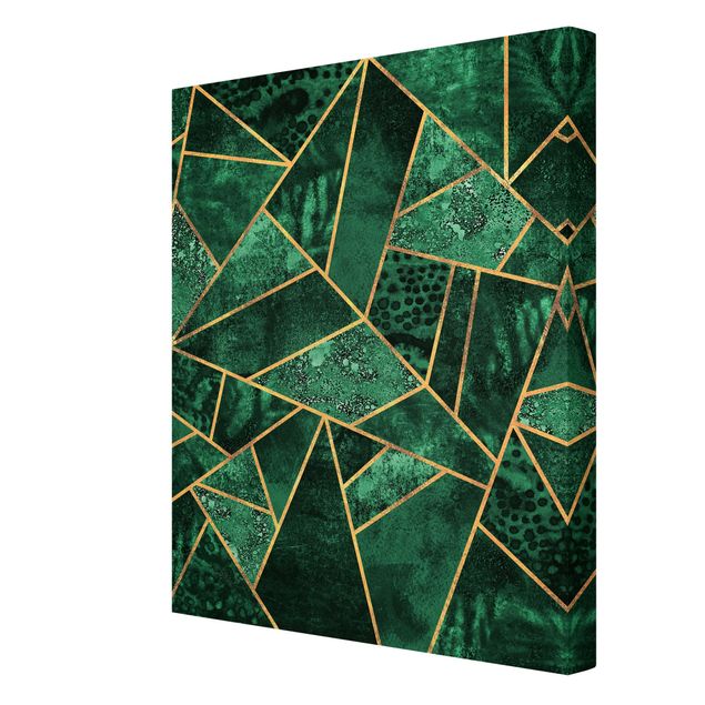 Leinwandbilder Muster Dunkler Smaragd mit Gold