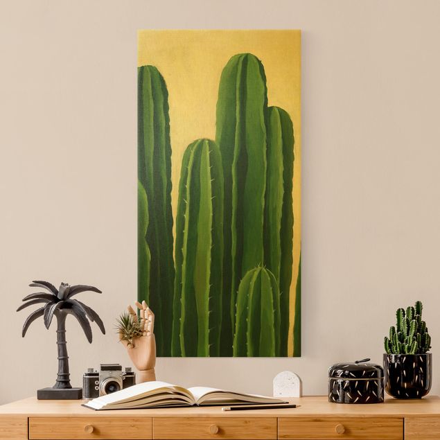 Leinwandbild Gold - Lieblingspflanzen - Kaktus - Hochformat 1:2
