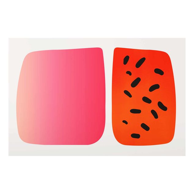 Glasbilder Abstrakte Formen - Melone und Rosa