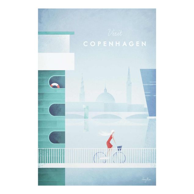 Glasbilder Reiseposter - Kopenhagen