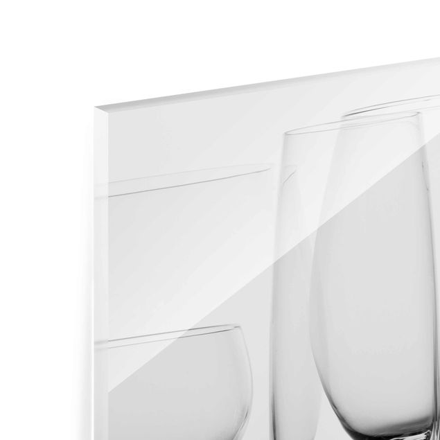 Glasbild - Edle Gläser Schwarz-Weiß - Quadrat 1:1