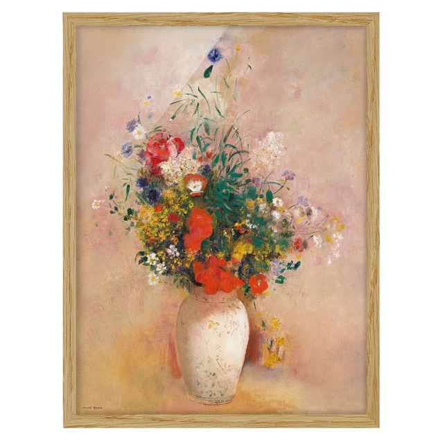 Wandbilder Odilon Redon - Vase mit Blumen (rosenfarbener Hintergrund)
