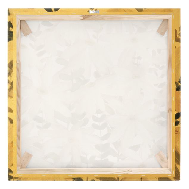 Leinwandbild Gold - Gänseblümchenfeld Weiß Gold - Quadrat 1:1