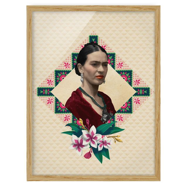 Gerahmte Bilder Frida Kahlo - Blumen und Geometrie