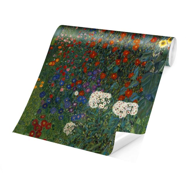 Tapete grün Gustav Klimt - Garten Sonnenblumen