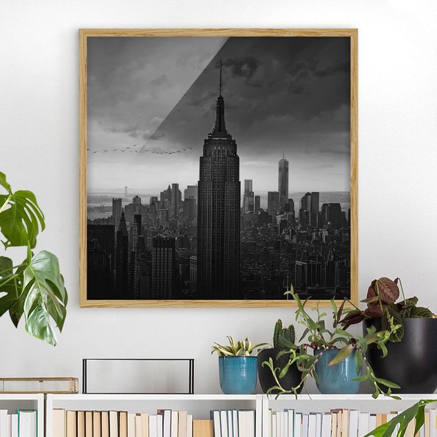 Gerahmte Bilder Schwarz-Weiß New York Rockefeller View