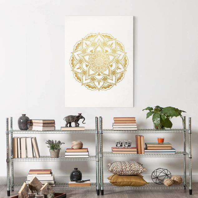 Wandbilder Mandala Illustration Ornament weiß gold