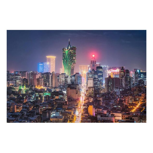 Glasbild - Nachtlichter von Macau - Querformat 3:2