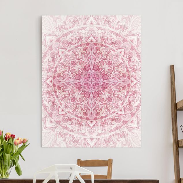 Wandbilder XXL Mandala Aquarell Sonne Ornament rosa