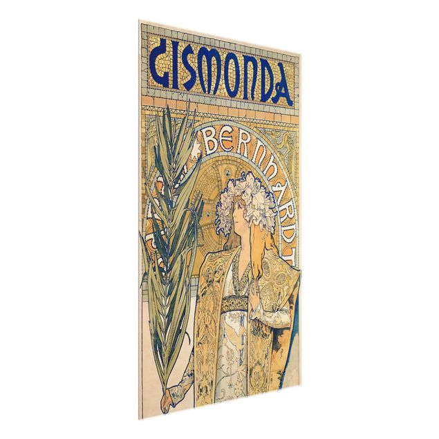 Glasbilder mit Spruch Alfons Mucha - Plakat für Theaterstück Gismonda
