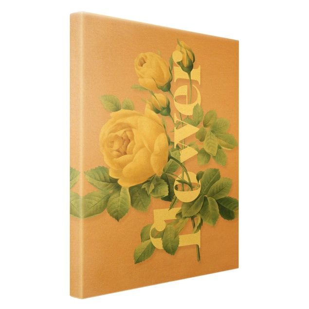 Leinwandbild Gold - Florale Typografie - Flower - Hochformat 2:3