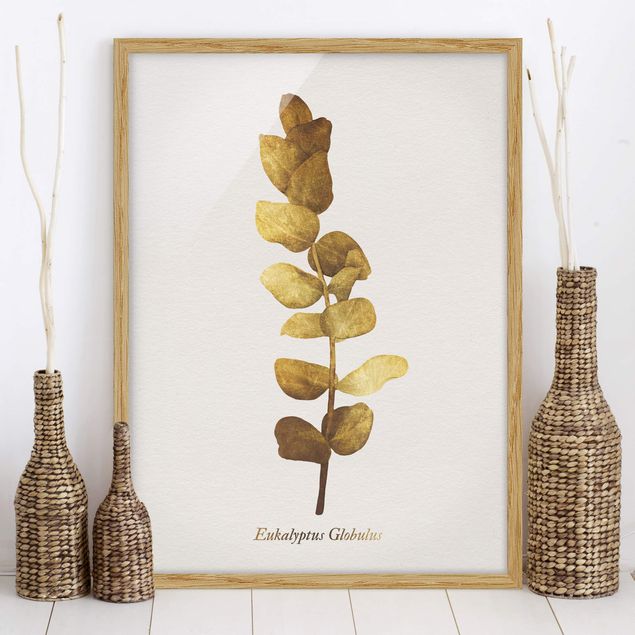 Bilder mit Rahmen Blumen Gold - Eukalyptus