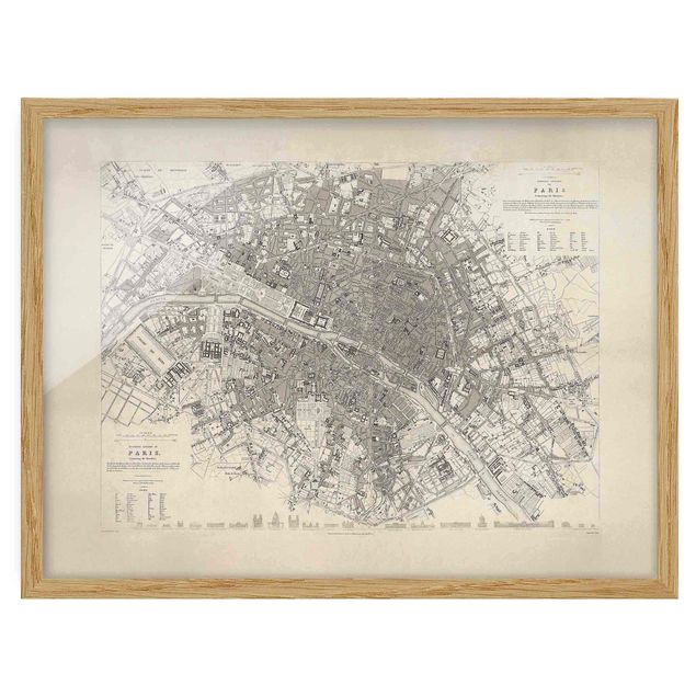 Gerahmte Bilder Vintage Stadtplan Paris