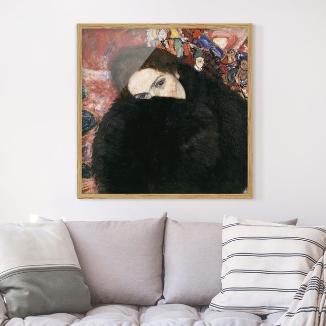 Kunstdrucke mit Rahmen Gustav Klimt - Dame mit Muff