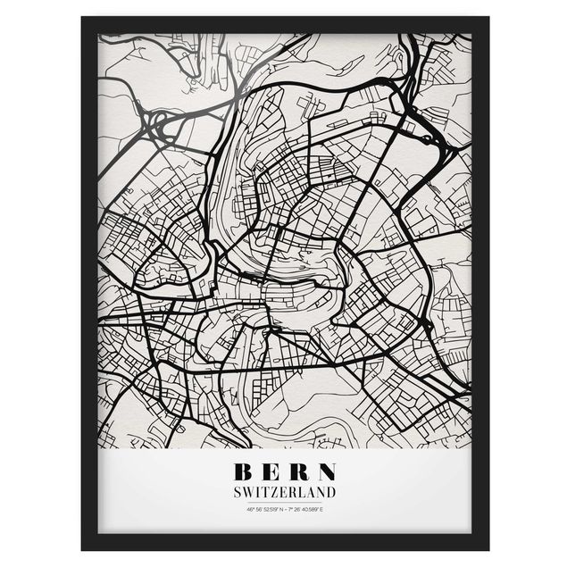 Schöne Wandbilder Stadtplan Bern - Klassik