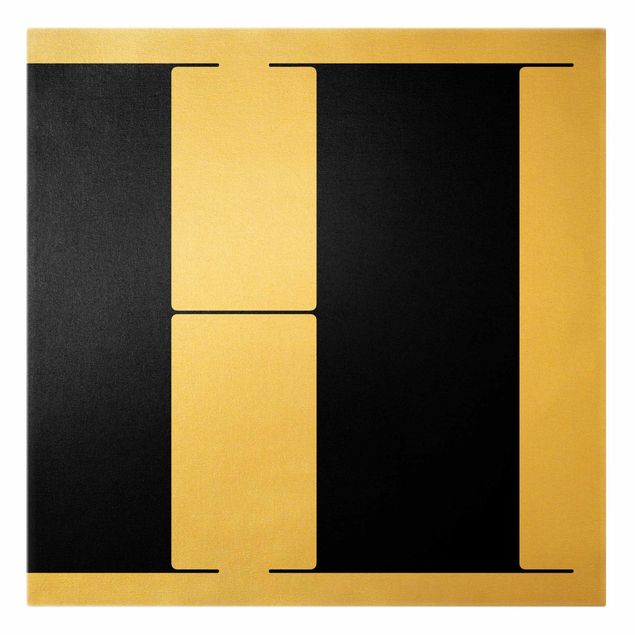 Leinwandbild Gold - Antiqua Letter H - Quadrat 1:1