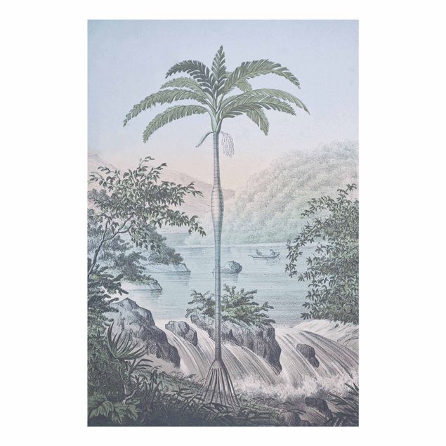 Schöne Wandbilder Vintage Illustration - Landschaft mit Palme