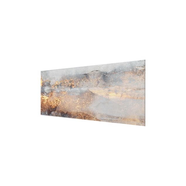 Bilder auf Glas Gold-Grauer Nebel