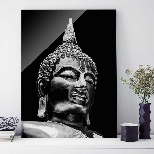 XXL Glasbilder Buddha Statue Gesicht