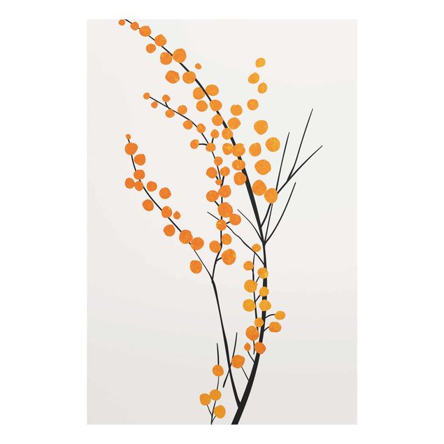 Glas Wandbilder Grafische Pflanzenwelt - Beeren Orange