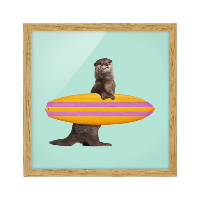 Gerahmte Bilder Otter mit Surfbrett