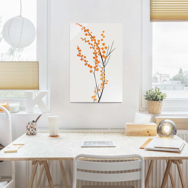 Natur Glasbilder Grafische Pflanzenwelt - Beeren Orange