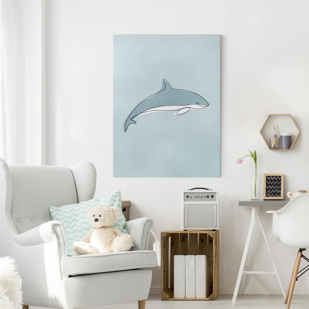 Leinwandbilder Fische Delfin Line Art
