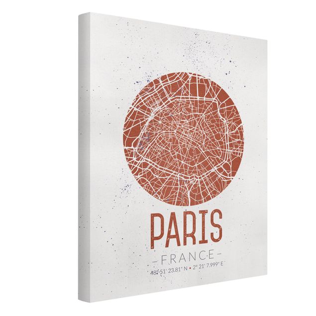 Weltkarten Leinwand Stadtplan Paris - Retro