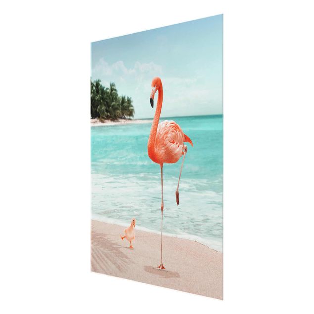 Schöne Wandbilder Strand mit Flamingo