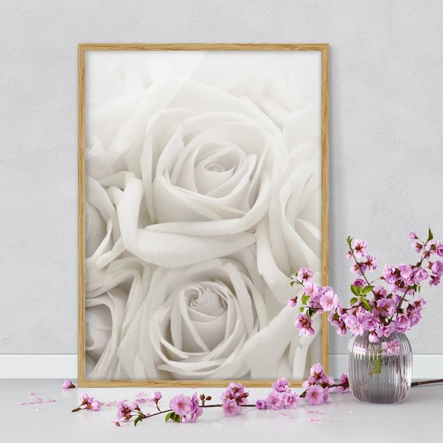 Blumen Bilder mit Rahmen Weiße Rosen