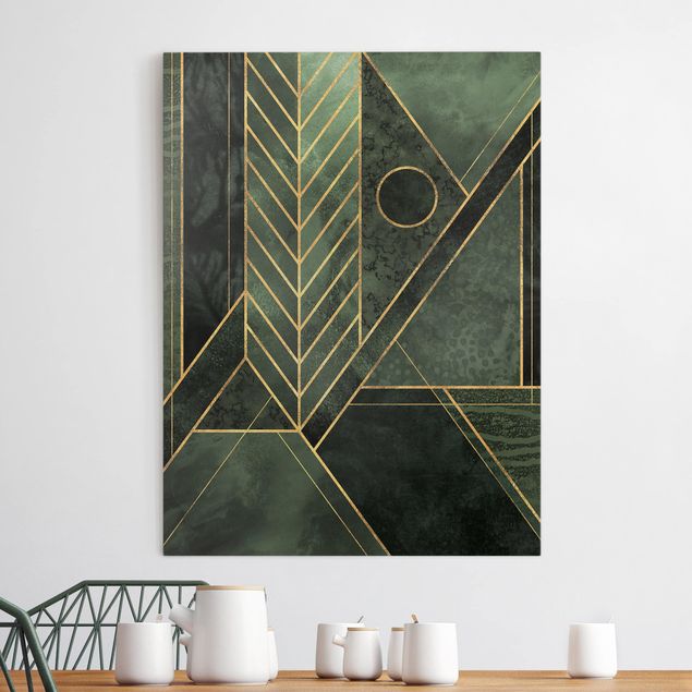 Leinwandbilder XXL Geometrische Formen Smaragd Gold