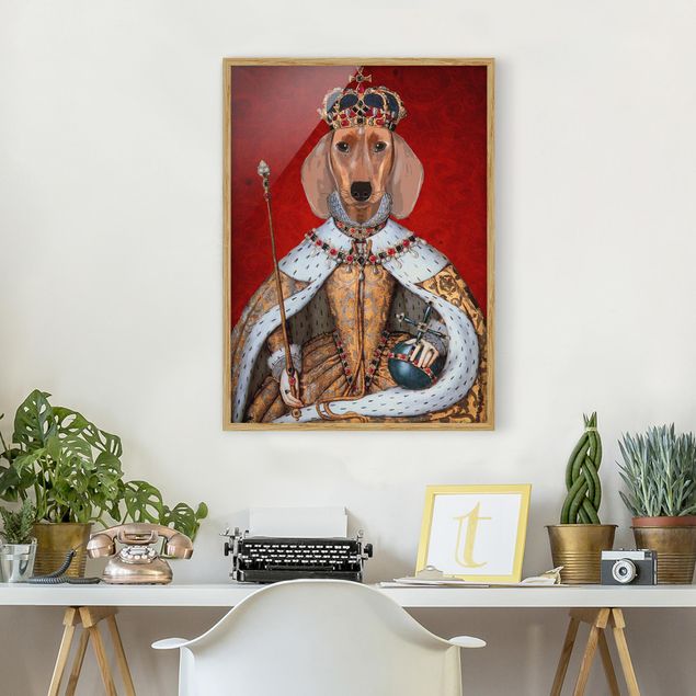Kunstdrucke mit Rahmen Tierportrait - Dackelkönigin