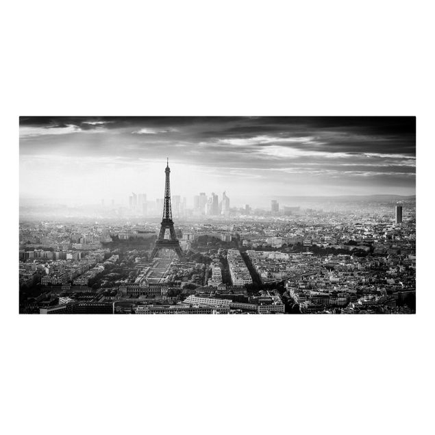 Moderne Leinwandbilder Wohnzimmer Der Eiffelturm von Oben Schwarz-weiß