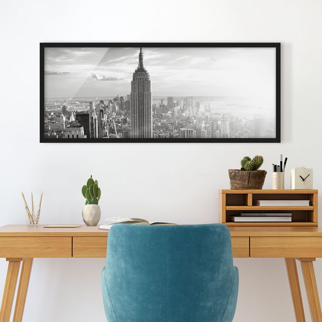 Gerahmte Bilder Schwarz-Weiß Manhattan Skyline