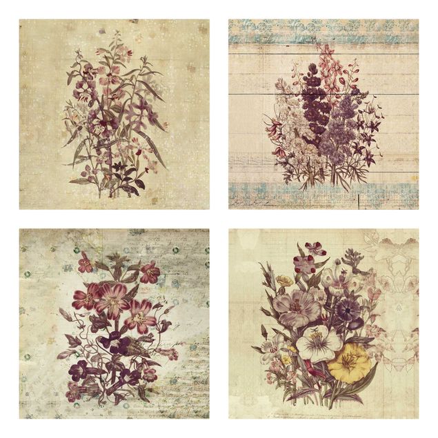 Leinwand Sprüche Vintage Blumen Sammlung