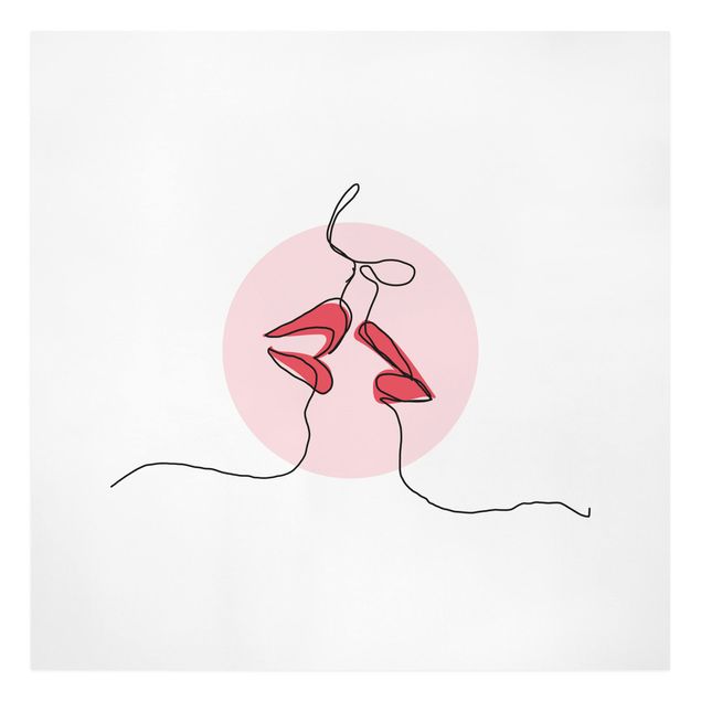Leinwandbild - Lippen Kuss Line Art - Quadrat 1:1
