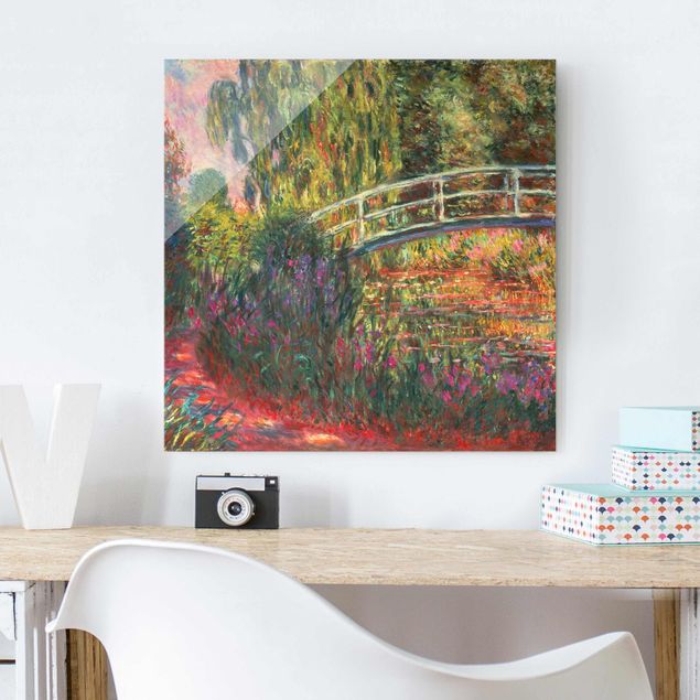 Glasbilder Claude Monet - Japanische Brücke im Garten von Giverny