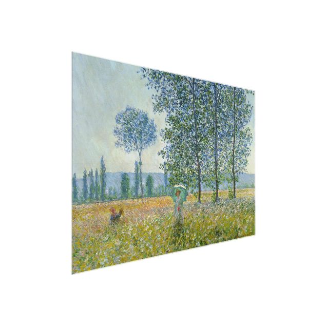 Glasbild Blumen Claude Monet - Felder im Frühling
