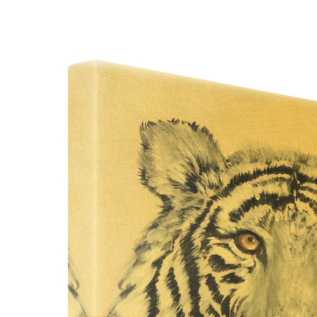 Leinwandbild Gold - Portrait Weißer Tiger I - Hochformat 2:3
