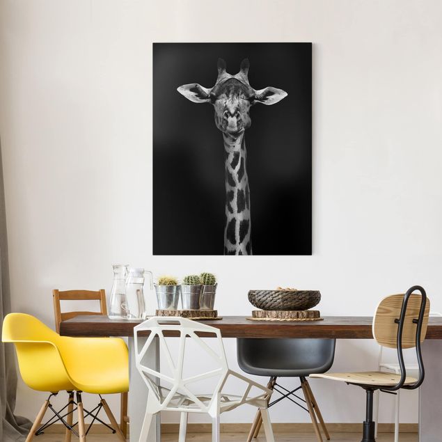 Giraffen Leinwand Dunkles Giraffen Portrait