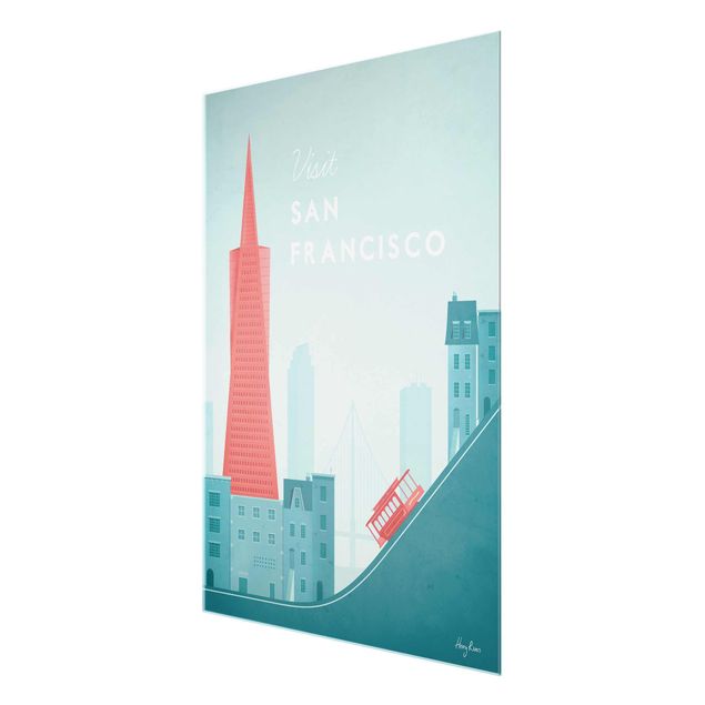 Glasbild - Reiseposter - San Francisco - Hochformat 4:3