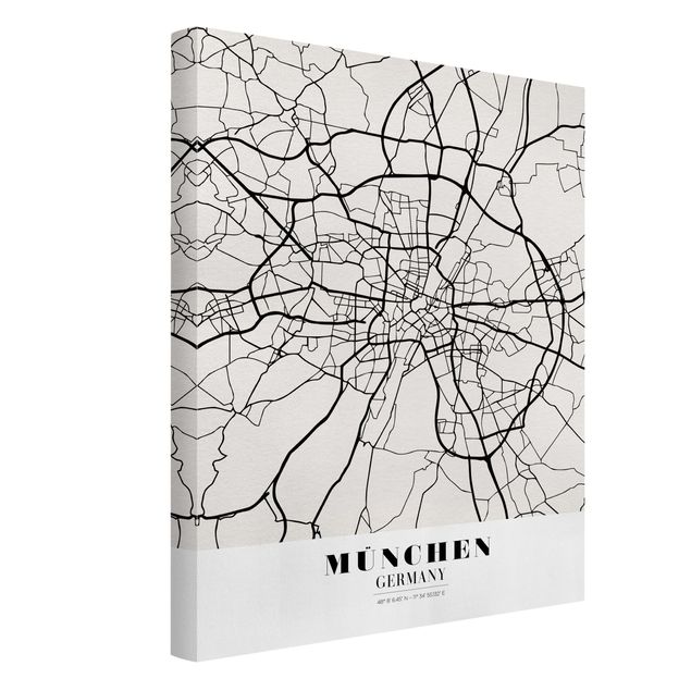 Weltkarten Leinwand Stadtplan München - Klassik